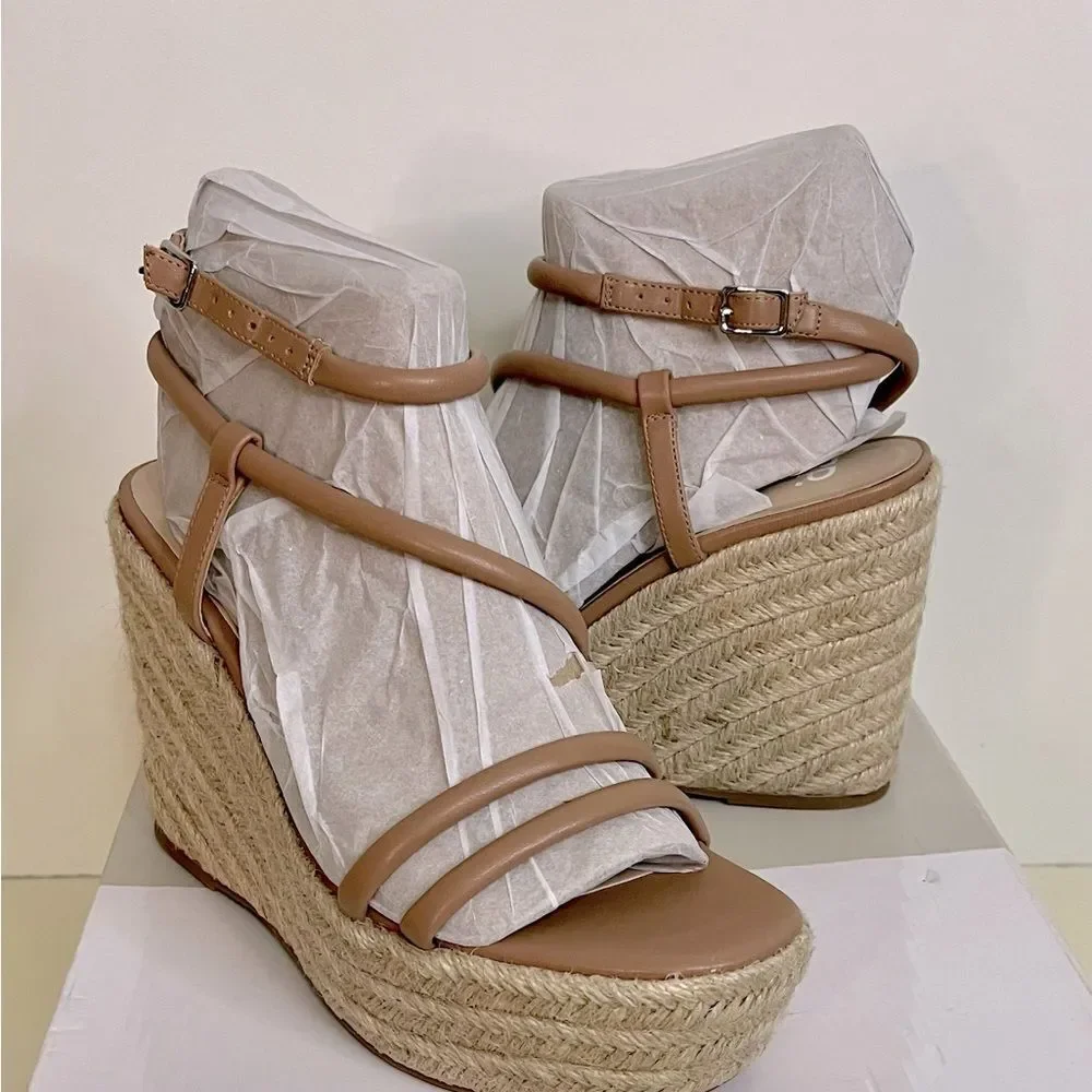 NWB BP. Cohan Espadrille Platform Wedge Sandal in Tan Mocha at Nordstrom size 9